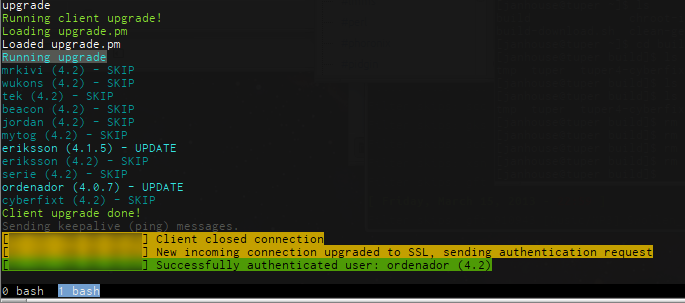 Update status messages on the server during testing.